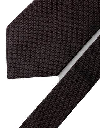 Corbata ajustable para hombre de seda 100% negra con patrón rojo