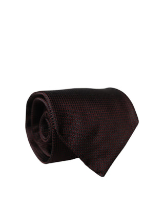 Corbata ajustable para hombre de seda 100% negra con patrón rojo