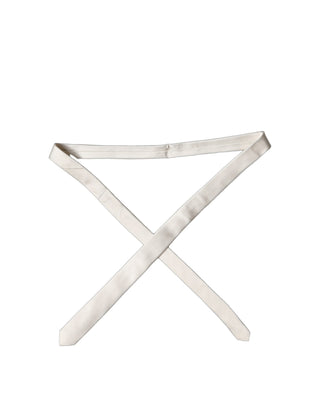Off White Solid 100% Silk Adjustable Men Tied Necktie Tie