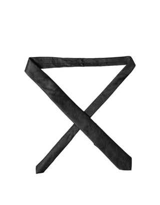 Black Solid 100% Silk Adjustable Men Tied Necktie Tie