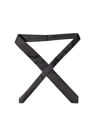 Black Solid 100% Silk Adjustable Men Tied Necktie Tie