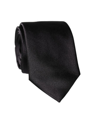 Corbata ajustable para hombre de seda 100% negra lisa