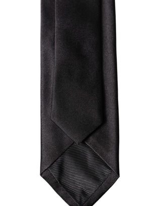 Corbata ajustable para hombre de seda 100% negra lisa