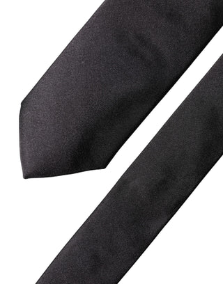 Corbata ajustable para hombre de seda 100% negra lisa