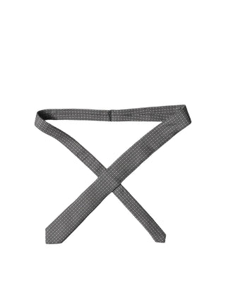 Gray White Patterned Silk Adjustable Men Necktie Tie