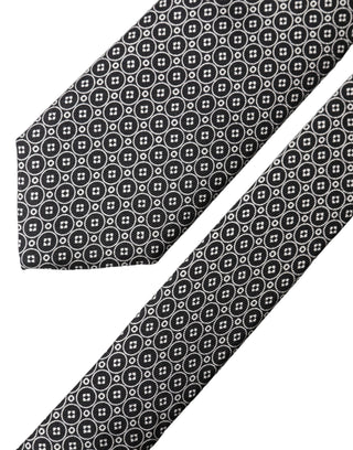 Gray White Patterned Silk Adjustable Men Necktie Tie