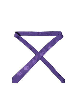 Corbata para hombre ajustable de seda con monograma DG color púrpura