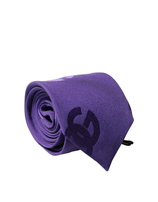 Corbata para hombre ajustable de seda con monograma DG color púrpura