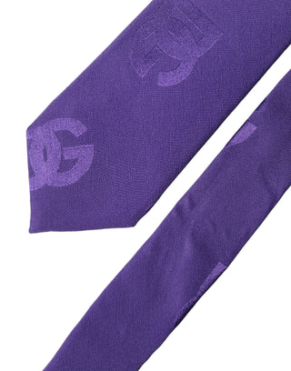Corbata para hombre ajustable de seda con monograma DG color púrpura