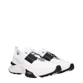White Fabric Athletic Sneakers