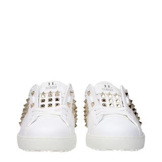 White Leather Low Top Sneakers