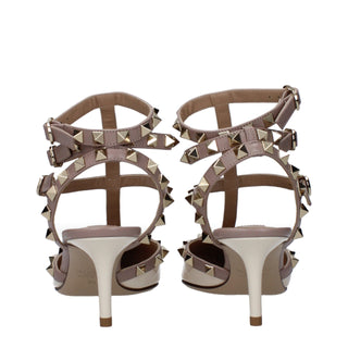 Beige Leather High Heel Pumps