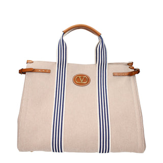 Bolso de mano beige de tela