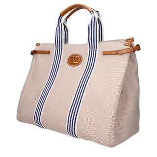 Bolso de mano beige de tela