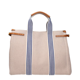 Bolso de mano beige de tela