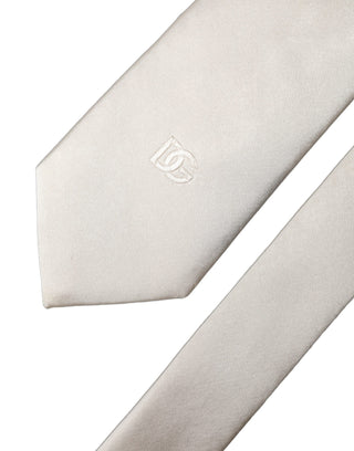 Off White DG Embroidery Silk Adjustable Men Necktie Tie