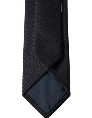 Dark Blue Solid 100% Silk Adjustable Men Tied Necktie Tie