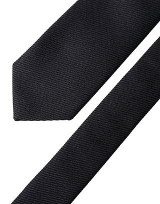 Dark Blue Solid 100% Silk Adjustable Men Tied Necktie Tie