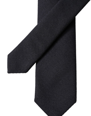 Dark Blue Solid 100% Silk Adjustable Men Tied Necktie Tie
