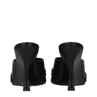 Black Leather Wedge Sandals
