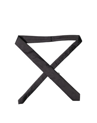 Corbata de hombre ajustable ancha de seda satén negra lisa