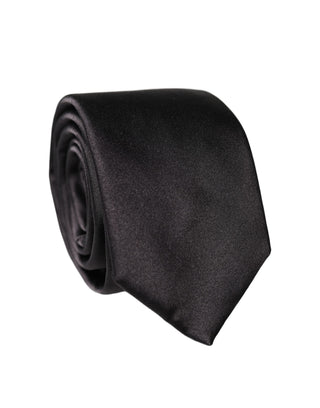 Corbata de hombre ajustable ancha de seda satén negra lisa