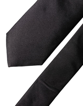 Corbata de hombre ajustable ancha de seda satén negra lisa