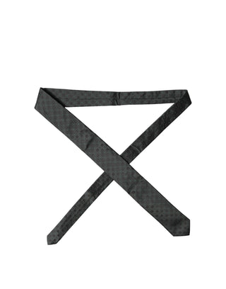 Black Geometric Silk Adjustable Men Tied Necktie Tie