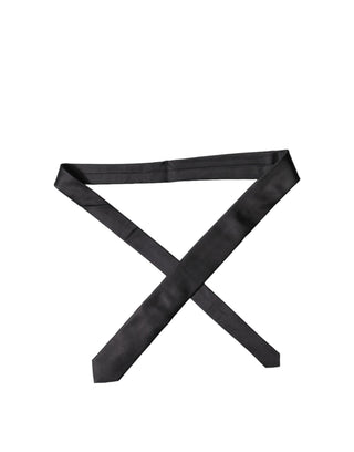 Black Solid Silk Satin Wide Adjustable Men Necktie Tie