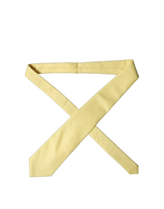 Corbata de mujer ajustable de seda satén amarilla lisa