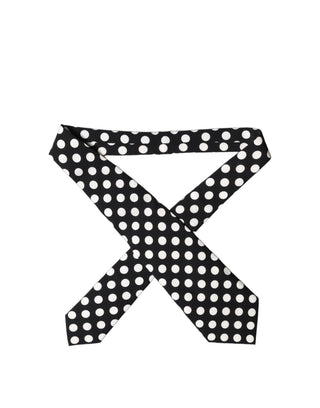 Corbata de mujer ajustable de seda con lunares blancos y negros