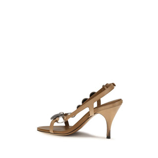 Sandalias de tacón stiletto de cuero de becerro marrón Bos Taurus
