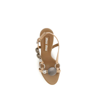 Sandalias de tacón stiletto de cuero de becerro marrón Bos Taurus