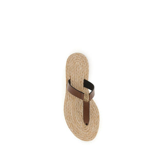 Brown Calf Leather Bos Taurus Flat Sandals