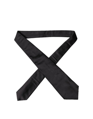 Corbata ajustable para mujer de mezcla de satén y seda negra atada