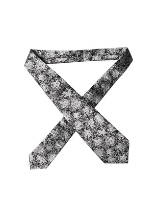 Dark Gray Silver Floral Silk Adjustable Women Necktie Tie