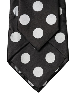 Dark Gray White Polka Dot Silk Adjustable Women Necktie Tie