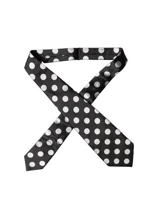 Dark Gray White Polka Dot Silk Adjustable Women Necktie Tie