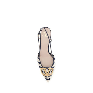 Multicolor Goatskin Mid Heel Pumps