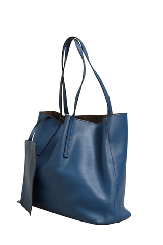 Bolso tote de cuero azul marino para compras