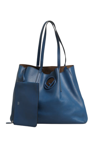 Bolso tote de cuero azul marino para compras