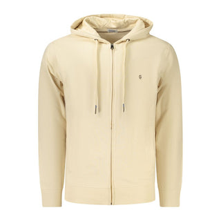 Beige Cotton Men Hoodie