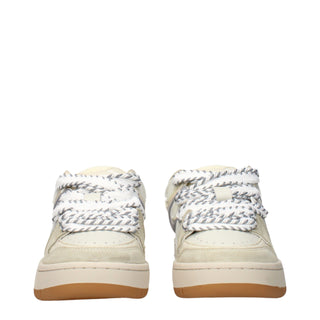 Beige Leather Low Top Sneakers