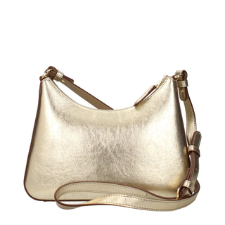 Bolso de hombro de cuero dorado