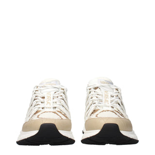 White Fabric Athletic Sneakers