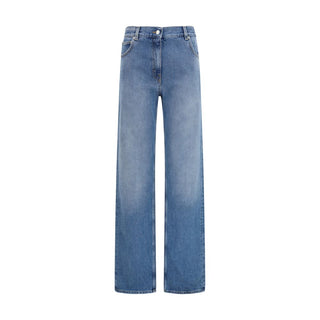 Blue Cotton Straight-Leg Jeans