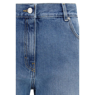 Jeans de pierna recta de algodón azul