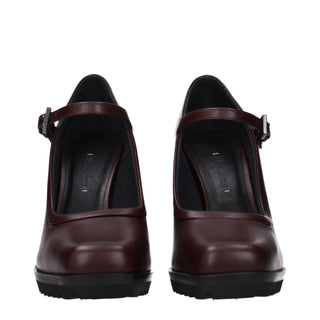Brown Leather High Heel Pumps