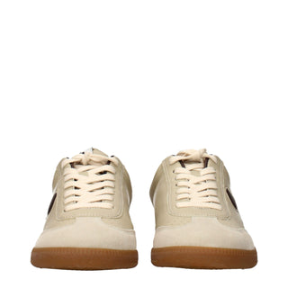 Beige Leather Low Top Sneakers