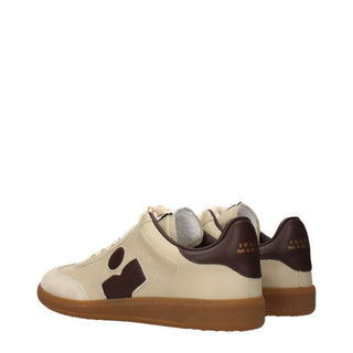 Beige Leather Low Top Sneakers